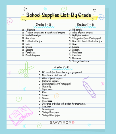 School Supplies Shopping List - Venngage