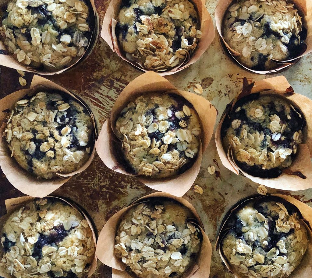 Banana Blueberry Chocolate Chip Muffins