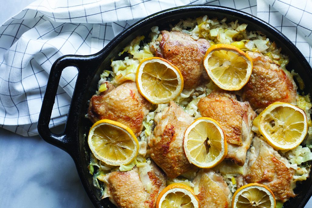 Baked Risotto with Chicken, Leeks & Lemon_feature