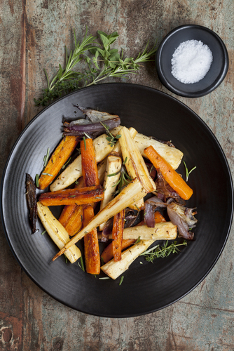 Winter Side Dish Ideas - maple roasted root vegetables