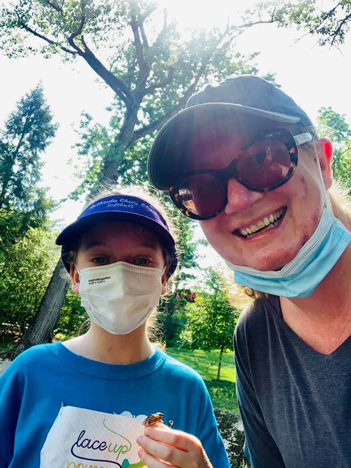 Mom and daughter after a race