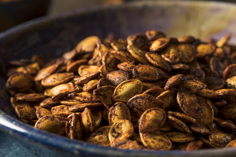 Homemade Roasted Spicy Pumpkin Seeds with Chili and Paprika