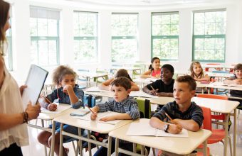 School kids in classroom