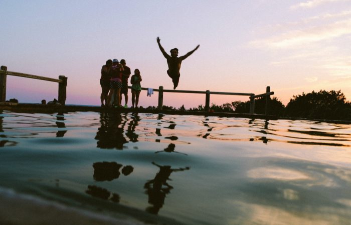 belly flop into a lake