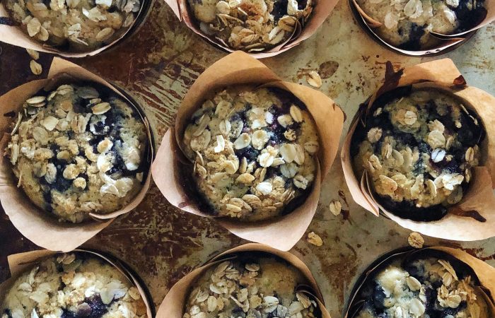 Banana Blueberry Chocolate Chip Muffins