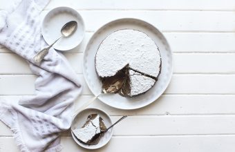 Mocha Almond Meringue Cake - smooth and creamy mocha mousse sandwiched between two crunchy layers of almond merignue