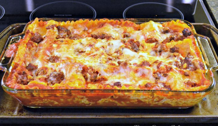 pan of family friendly lasagna