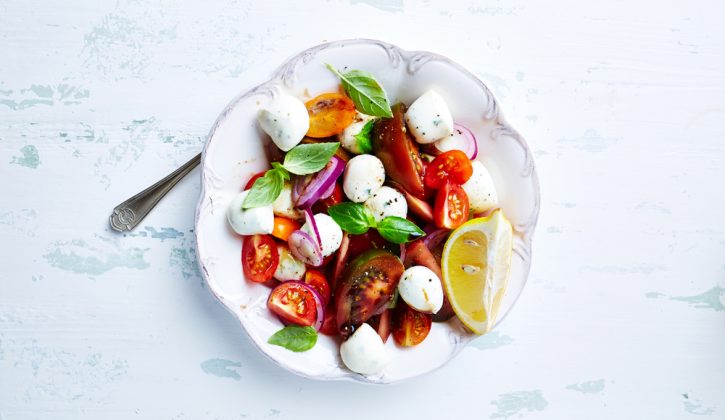 quick and easy summer side dishes, tomato, basil and mozzarella salad