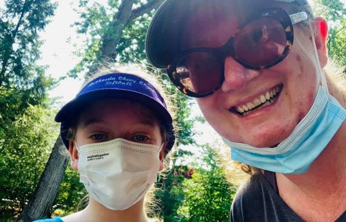 Mom and daughter after a race