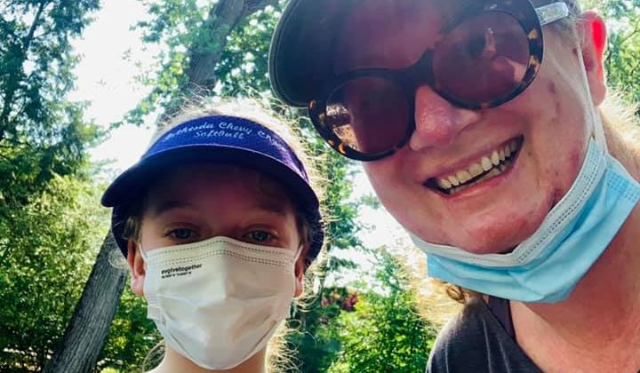 Mom and daughter after a race