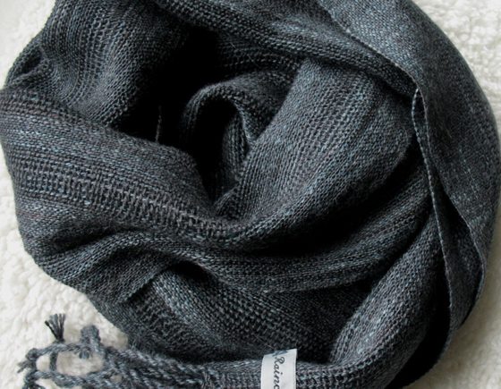 Charcoal & Blue Handwoven Scarf