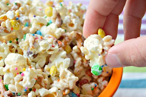multicolour sprinkle birthday popcorn