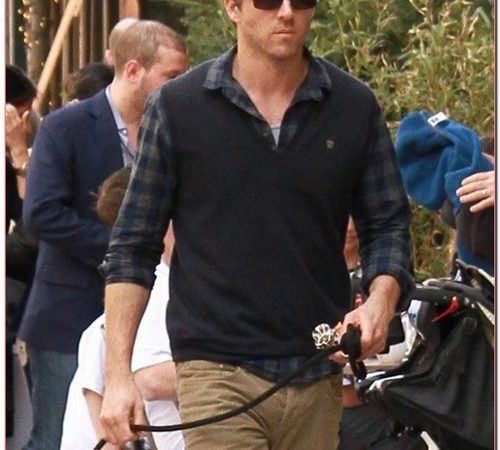 Ryan Reynolds Takes His Dog For A Stroll