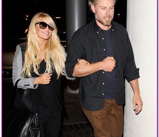 Jessica Simpson & Eric Johnson Departing On A Flight At LAX