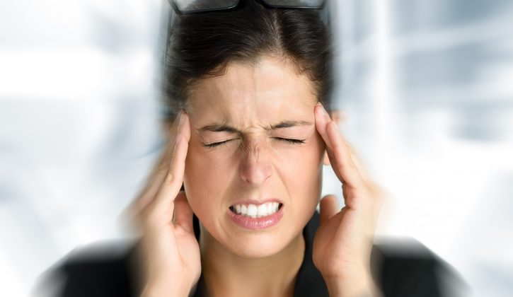 Business woman stress and headache