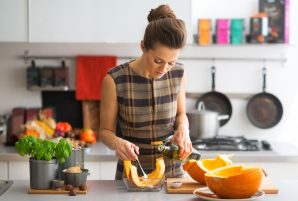 Woman Cooking Pumpkin