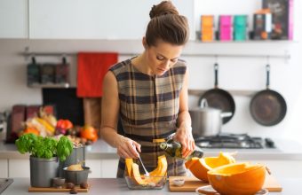 Woman Cooking Pumpkin
