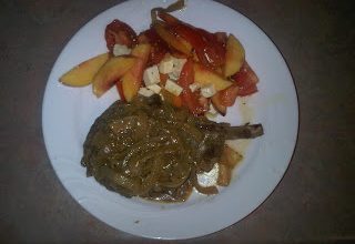VealChopsTomatoPeachSalad