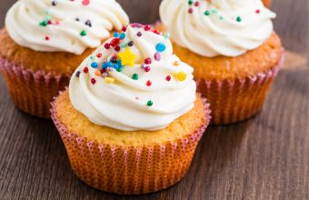 Vanilla Cupcakes with Buttercream Frosting and Sprinkles