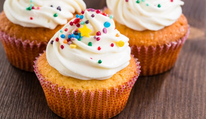 Vanilla Cupcakes with Buttercream Frosting and Sprinkles