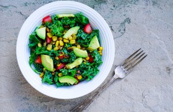 Kale Salad, Side Dish, Grilled Corn and Avocado