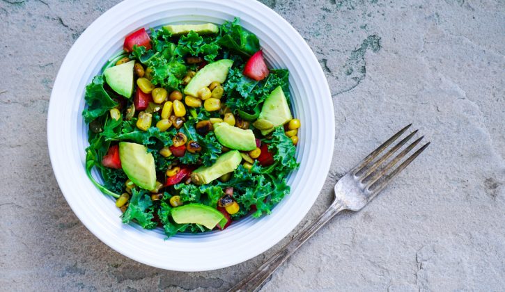Kale Salad, Side Dish, Grilled Corn and Avocado
