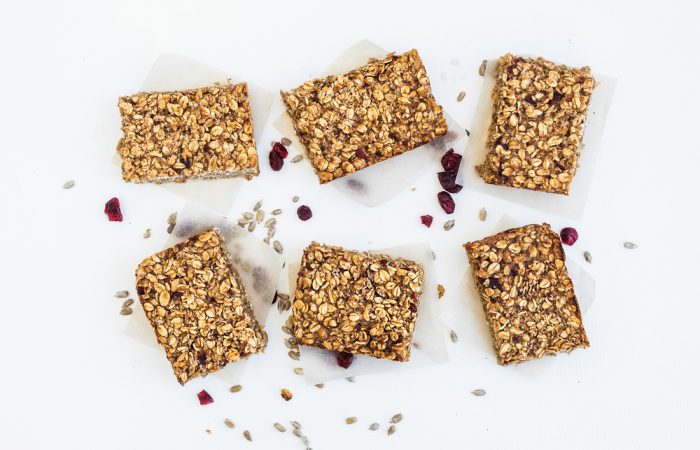 Healthy homemade oat and dried fruit granola bars
