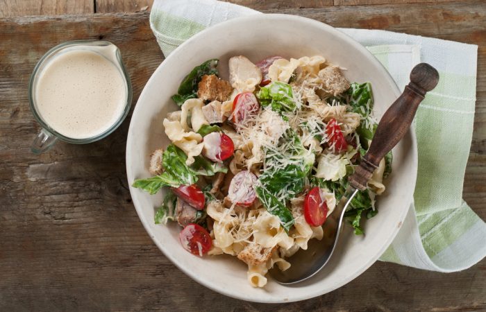 Bowl of Chicken Caesar Pasta Salad