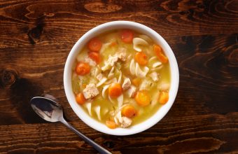 Bowl of chicken noodle soup