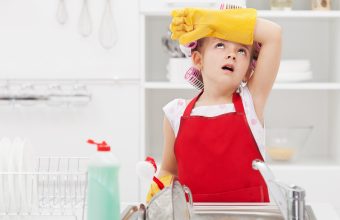 Little housekeeping fairy tired of home chores