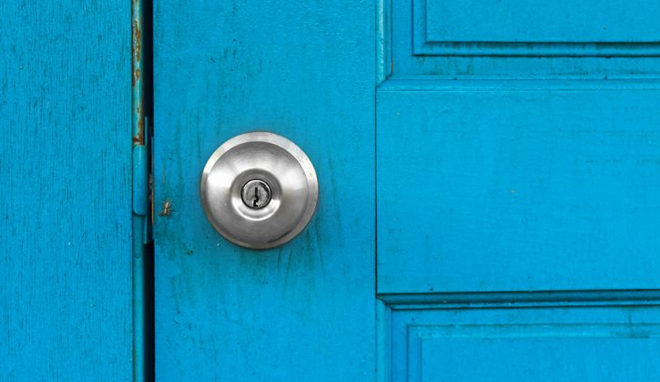 bigstock-Blue-old-door-with-silver-door-52360792