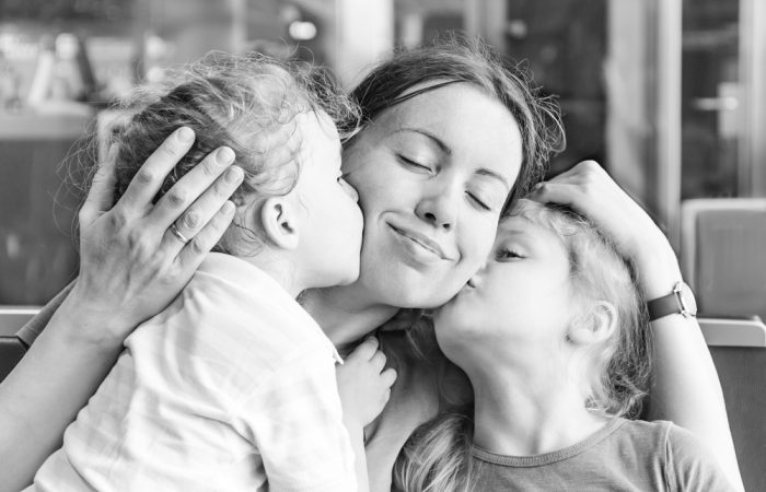 Mom with kids