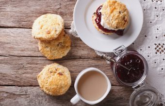 Scones with Cream, Jam and Coffee