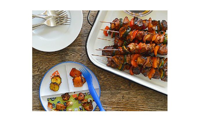 Honey Soy Chicken and Veggie Kebabs