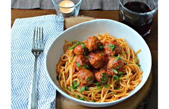 Spaghetti with Sausage Meatballs and Marinara Sauce