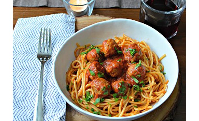 Spaghetti with Sausage Meatballs and Marinara Sauce