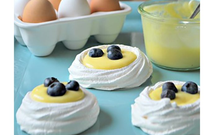 Pavlova Nests With Lemon Curd and Berries