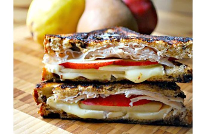 Grilled Turkey, Pear & Brie Sandwiches