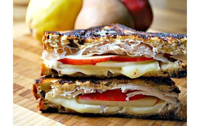Grilled Turkey, Pear & Brie Sandwiches