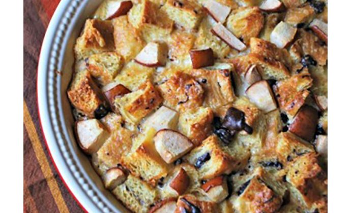 Chocolate and Pear Bread Pudding