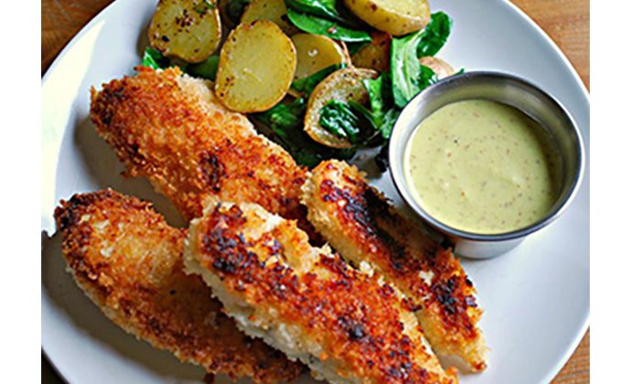 Chicken Fingers with Asparagus 'Ketchup'