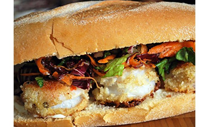 Fried Shrimp Sandwiches with Lemon Aioli
