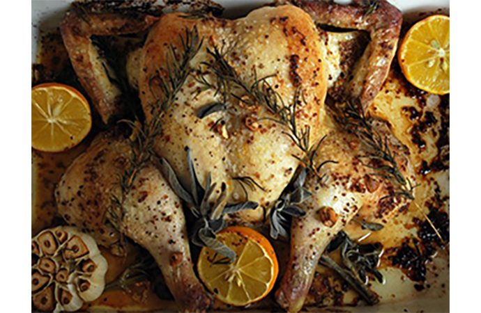 Spatchcocked Chicken with Meyer Lemon and Dijon
