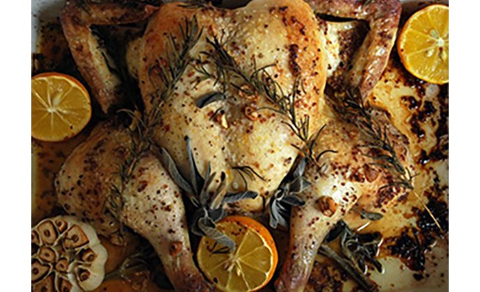 Spatchcocked Chicken with Meyer Lemon and Dijon