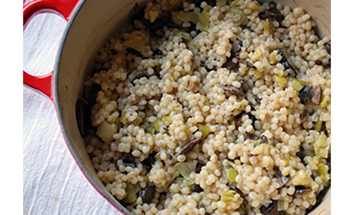 Baked Barley Pilaf with Leeks and Meyer Lemon