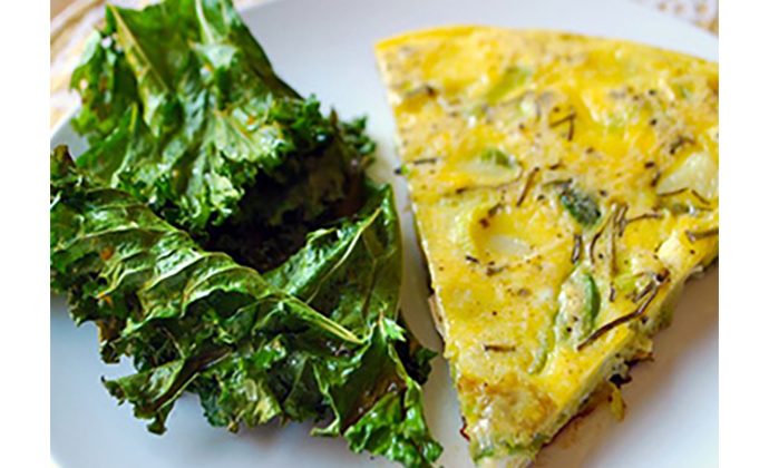 Potato and Leek Frittata with Kale Chips