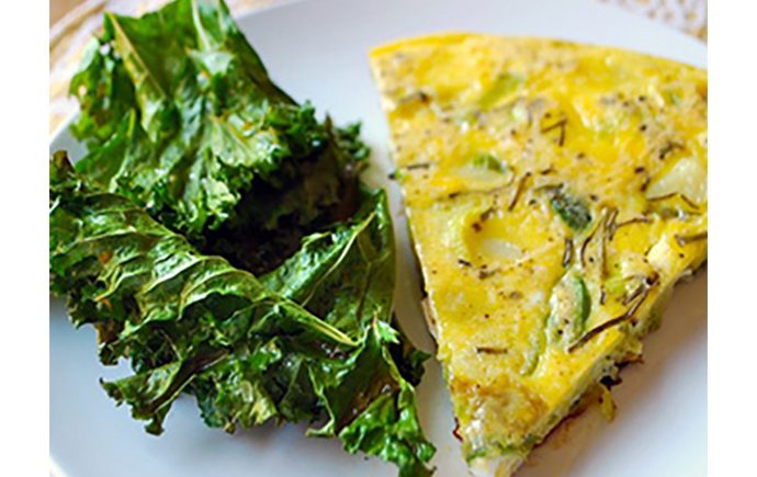 Potato and Leek Frittata with Kale Chips