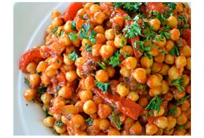 Moroccan Chickpeas with Roasted Peppers, Parsley & Mint