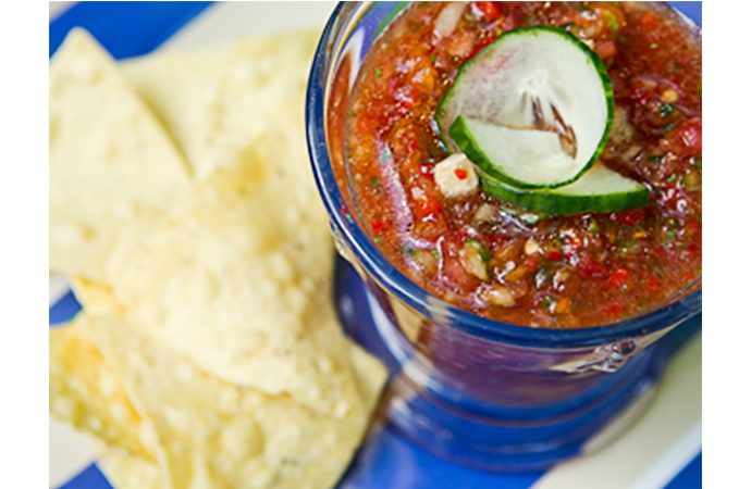 Gazpacho Soup with Chilled Jumbo Shrimp