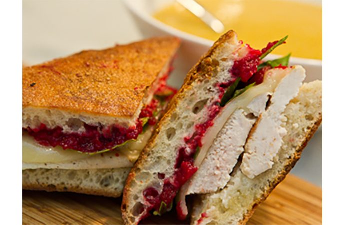 Grilled Chicken & Cheese Panini with Cranberry Relish